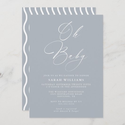Abstract modern Baby shower | Uitnodiging (Voorkant / Achterkant)