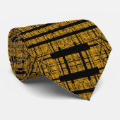 Abstract Modern Black Yellow Geometric Fractal Art Stropdas (Opgerold)