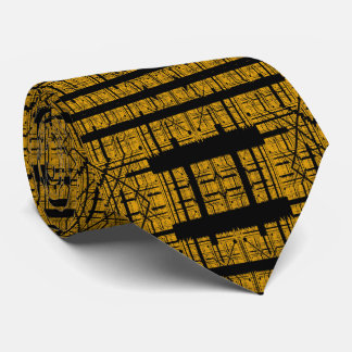Abstract Modern Black Yellow Geometric Fractal Art Stropdas
