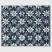 Abstract Modern Blauw Jeweled Poinsettias Cadeaupapier (Vlak)