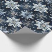 Abstract Modern Blauw Jeweled Poinsettias Cadeaupapier (Hoek)