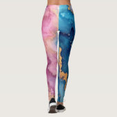 Abstract Modern Blauw Paarse Goud Chic Trendy Leggings (Achterkant)