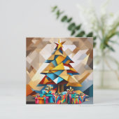 Abstract Modern Christmas Tree Flat Card (Staand voorkant)