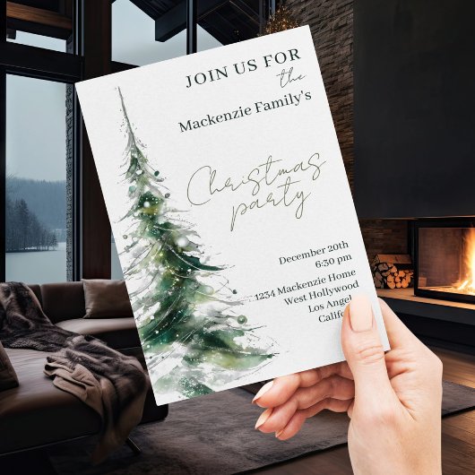 Abstract Modern Christmas Tree Party Invitation Feestdagenkaart