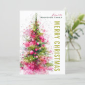 Abstract Modern Christmas Tree Photo Personalized Feestdagenkaart (Staand voorkant)