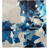 Abstract, modern, collage, blauw van de marine, bl douchegordijn (Voorkant)