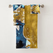 Abstract, modern, collage, goud, blauw van de mari bad handdoek (Insitu)