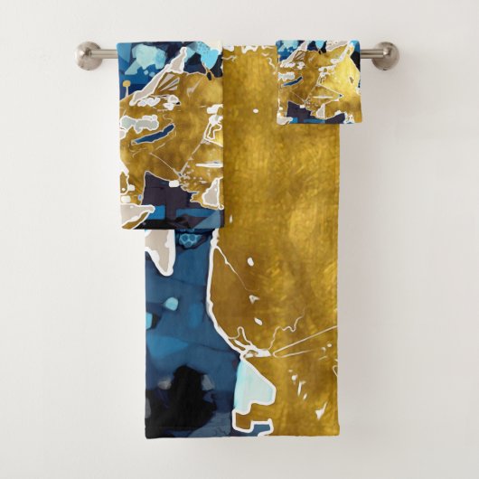 Abstract, modern, collage, goud, blauw van de mari bad handdoek (Insitu)