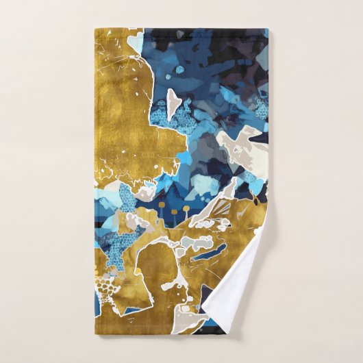 Abstract, modern, collage, goud, blauw van de mari bad handdoek (Handdoek)