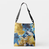 Abstract, modern, collage, goud, blauw van de mari crossbody tas (Achterkant)
