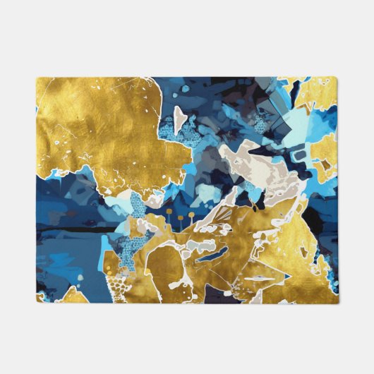 Abstract, modern, collage, goud, blauw van de mari deurmat (Voorkant)