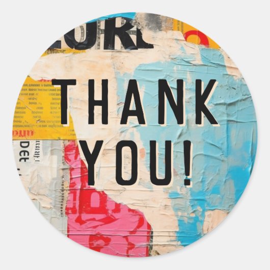 Abstract Modern Collage Thank You Ronde Sticker (Voorkant)
