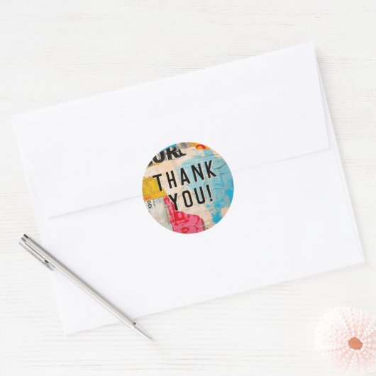 Abstract Modern Collage Thank You Ronde Sticker (Envelop)