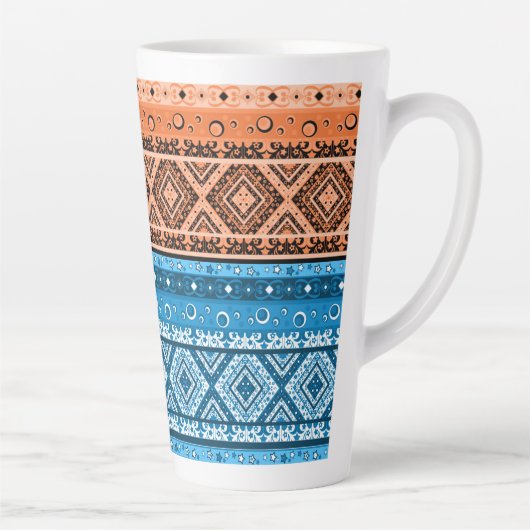 Abstract modern decor ornamentaal geometrisch patc latte mok (Rechts)