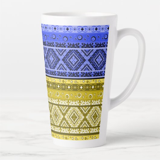 Abstract modern decor ornamentaal geometrisch patc latte mok (Rechts)