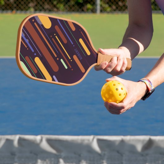 Abstract modern diagonaal lijnen monogram pickleball paddle (Insitu)
