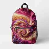 Abstract Modern Draaiend Roze, Goud en Paarse Bedrukte Rugzak (Voorkant)