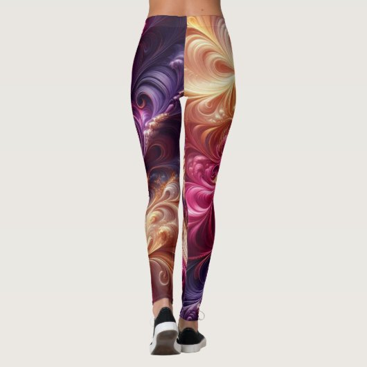 Abstract Modern Draaiend Roze, Goud en Paarse Leggings (Achterkant)