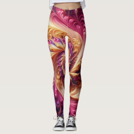 Abstract Modern Draaiend Roze, Goud en Paarse Leggings