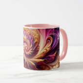 Abstract Modern Draaiend Roze, Goud en Paarse Mok (Voorkant rechts)