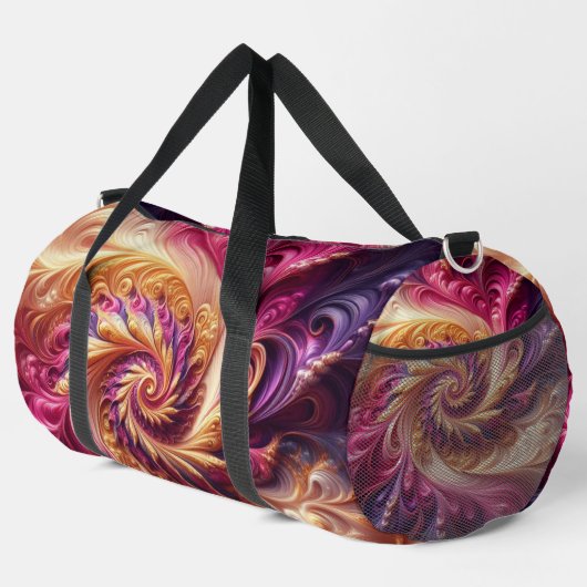 Abstract Modern Draaiend Roze, Goud en Paarse Plunjezak (Rechterhoek)