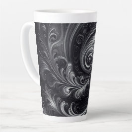 Abstract Modern Eenvoudig Draaiend Zwart en Wit Latte Mok