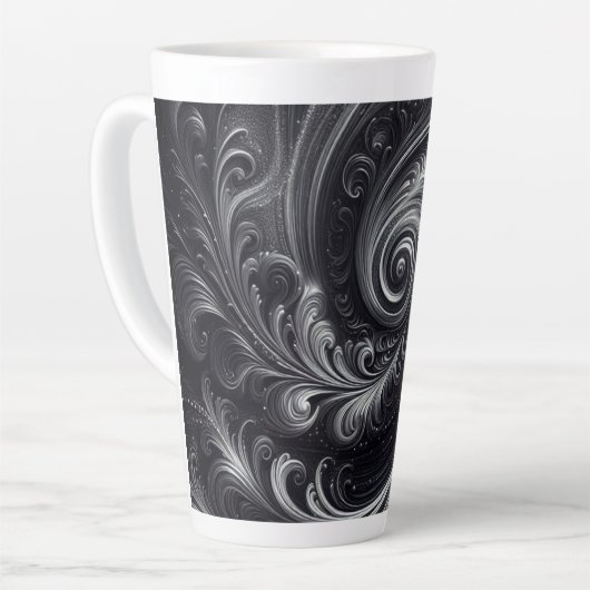 Abstract Modern Eenvoudig Draaiend Zwart en Wit Latte Mok (Linkerhoek)