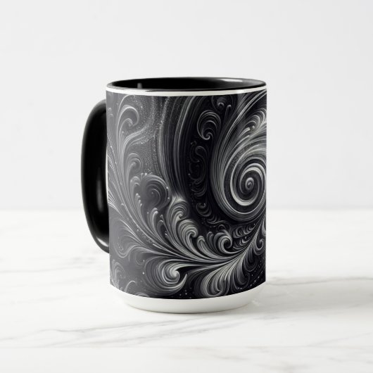 Abstract Modern Eenvoudig Draaiend Zwart en Wit Mok (Voorkant links)
