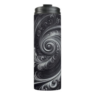 Abstract Modern Eenvoudig Draaiend Zwart en Wit Thermosbeker