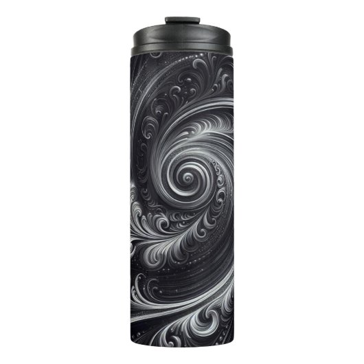 Abstract Modern Eenvoudig Draaiend Zwart en Wit Thermosbeker (Voorkant)