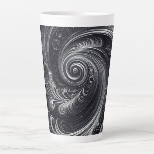 Abstract Modern Eenvoudig Draaiend Zwart-Wit Latte Mok (Voorkant)