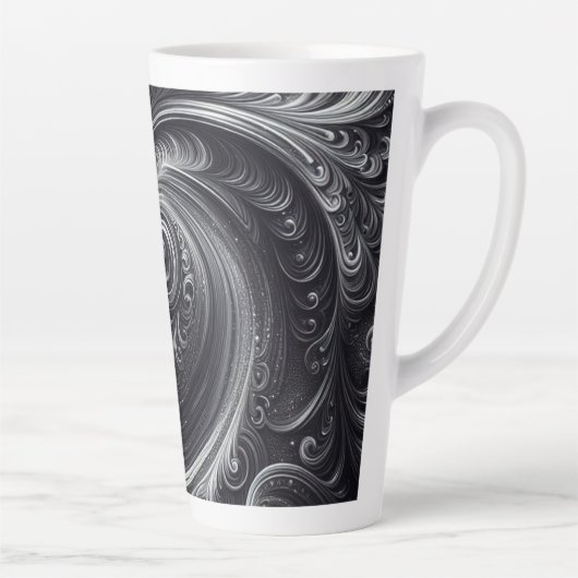 Abstract Modern Eenvoudig Draaiend Zwart-Wit Latte Mok (Rechts)