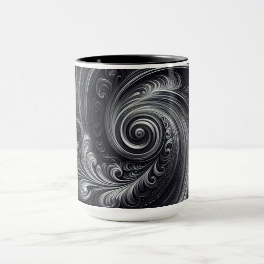 Abstract Modern Eenvoudig Draaiend Zwart-Wit Mok (Midden)