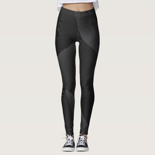 Abstract, modern, eenvoudig, dynamisch lijnpatroon leggings (Voorkant)