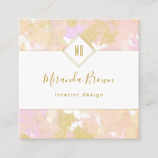 Abstract modern elegant Logo roze goud Vierkante Visitekaartje (Voorkant)