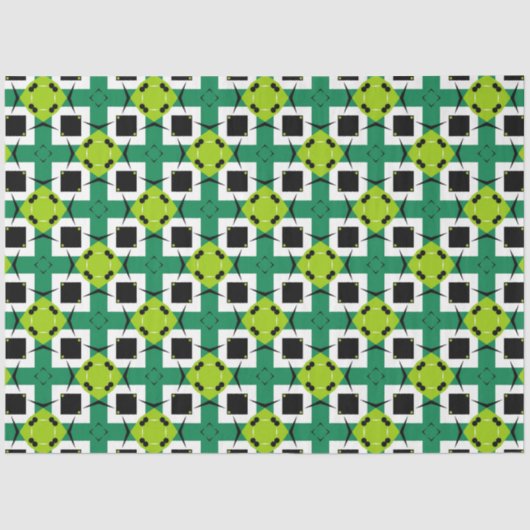 Abstract modern Emerald Lime Green & Black Pattern Tissuepapier (Voorkant)
