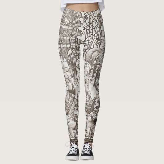 Abstract modern feministisch monochrome feministis leggings (Voorkant)