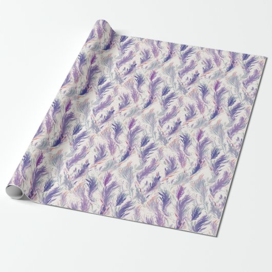 Abstract Modern Floral Feather Pattern Cadeaupapier (Uitgerold)