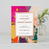 Abstract Modern Floral Wedding Gold Folie Uitnodiging (Staand Voorkant)