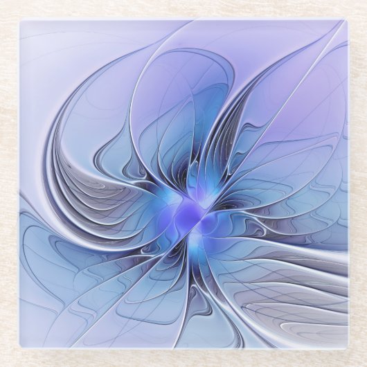 Abstract Modern Fractal Art Lavender Blue Glazen Onderzetter (Voorkant)