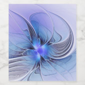 Abstract Modern Fractal Art Lavender Blue Wijn Etiket (Enkel label)