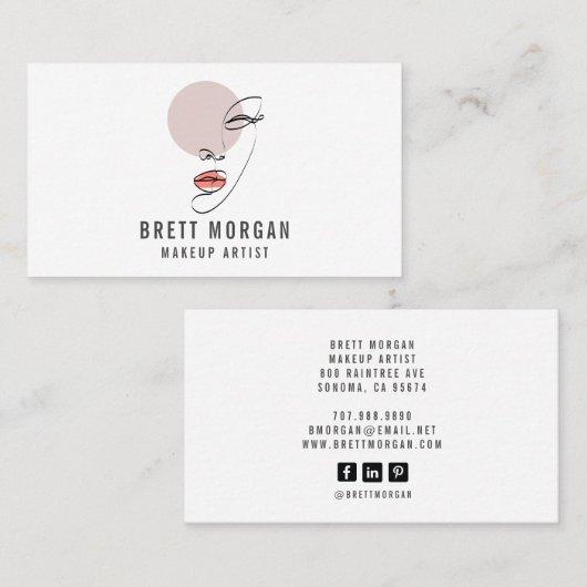 Abstract modern front Makeup artistiek Visitekaart Visitekaartje (Voorkant / Achterkant)