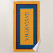 Abstract modern geel blauw & rood monogram strandlaken (Voorkant)