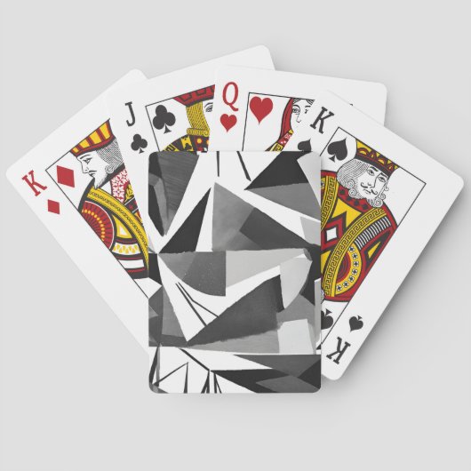 Abstract Modern Geometric Black & White Watercolor Pokerkaarten (Achterkant)
