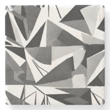Abstract Modern Geometric Black & White Watercolor