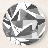 Abstract Modern Geometric Black & White Watercolor Zandsteen Onderzetter (Voorkant)