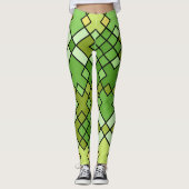 Abstract modern geometrisch rasterpatroon leggings (Voorkant)