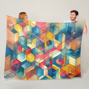 Abstract modern geometrisch schilderij fleece deken