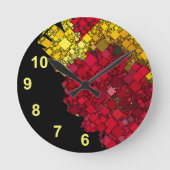 Abstract modern geometrisch vijf-geel getal ronde klok (Voorkant)