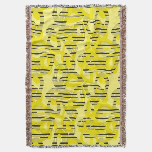 Abstract modern gestreept geel zwart dec deken (Voorkant Verticaal)